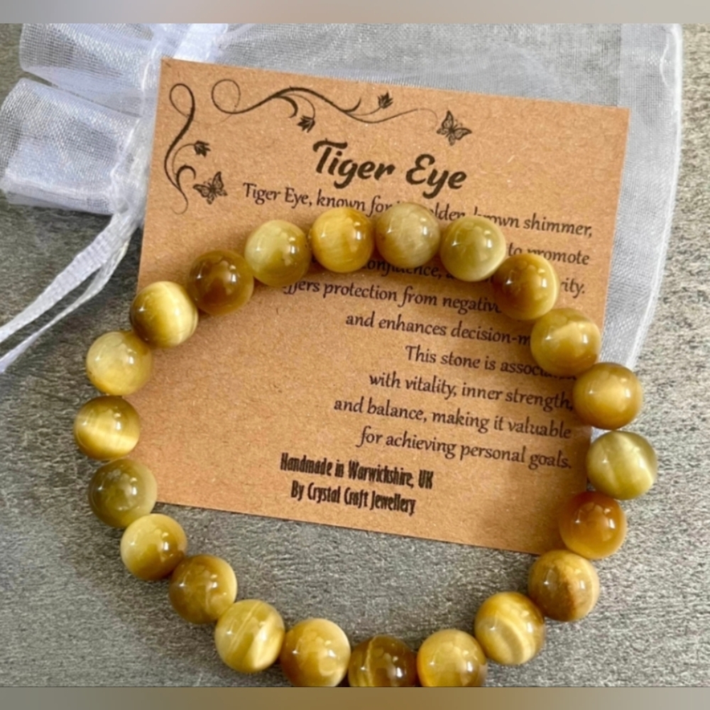 8 Bracelets Beaded Natural Gemstone Tigers Eye Chakra Stone Crystal Jewelry - Picture 5 of 13